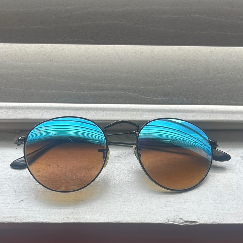 Ray-Ban Blue and Brown Round Glasses with Double Bridge